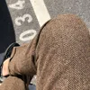 Ternos masculinos blazers calças compridas lã tweed lazer algodão masculino cavalheiro espinha de peixe terno de negócios calça para wed317n