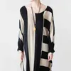 Johnature Summer Women Stripe Dress Loose Plus Size Batwing Long Dress Long Sleeve O-Neck Asymmetrical Maxi Dress Robe 210521