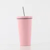 17oz Isolerade muggar med lock och strån Rostfritt stål Dubbel vakuum Kaffe Tumbler Cup Powder Coated Travel Mug For Home Office Party