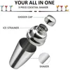 Cocktail Shaker, Martini, 18/8 класс из нержавеющей стали встроенный фильтр, барменный комплект