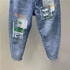 Patch Desigans Bedruckte Jeans Damen Frühling Sommer Hohe Taille Lose Denim Haremshose Weiblich Ohne Gürtel 210427