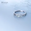ブランドデザイン925スターリングシルバースパークリングジルコン幾何学的ポリゴンオープン調節可能な指輪のための女性ファインジュエリー210707