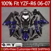 Corps de moto OEM pour YAMAHA YZF R 6 600 CC Flammes bleues YZF600 YZF-R6 06-07 Carrosserie 98No.120 YZF R6 2006 2007 YZF-600 600CC YZFR6 06 07 Carénage de moulage par injection 100% Fit