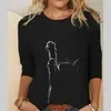 Kadın Giysileri Bahar Yaz Rahat Kazaklar kadın Giyim Komik Sevimli Kedi 3D Baskı Uzun Kollu T-Shirt Bayanlar Moda Tops 210324