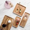 Kitchen Wood Food Trays Eco-friendly Wooden Square Snack Bread Plate Rectangle Lunch Fruit Bread Cake Tea Plates Pizza Dishes BH4821 TQQ