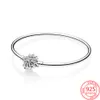 Authentique 925 Sterling Silver Moment Bangle Rose Gol Barrel Bangle Bracelet rigide flocon irrégulier Fit Pandora Charm Gift 2124