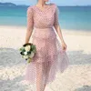 Light Purple Summer Dress Woman V-neck Puff-sleeve High Waisted Bodycon Female Polka Dot Self Beach es Clothing 210603