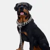 Heavy 400g forte forte cão coleira de metal cadeia de cachorro 19 milímetros de ouro cubano link para grandes animais de estimação médio com polegada de couro genuíno 24 polegadas