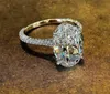 Jóias de luxo cintilante real 925 prata esterlina grande corte oval topázio topázio gemstones de diamante eternidade mulheres casamento anel presente