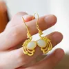 Dangle Lustre S Argent Incrusté Naturel Hetian Jade Boucles D'oreilles Style Chinois Classique Niche Design Phoenix Lumière De Luxe Femmes Marque Juif