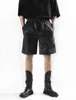 Brand men's summer new fashion hip hop casual pants men's slim elastic waist bright face leather large shorts H1210