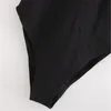 Sexy tricoté patchwork maigre body à manches courtes extensible sim fit femme décontracté basique noir combishorts mujer 210430