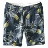 Verano Hombres Hip Hop Shorts 100% Lino de alta calidad Hawaii Tree Impreso Mediados de cintura Vacaciones Playa Suave Transpirable Streetwear 210716