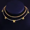 Stonefans Double Leaer Chain Cute Butterfly Necklace Whole for Women Statement Rhinestone Tennis Choker Collar Jewelry Chokers288Z