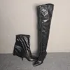 Kolnoo 2022 Klasik El Yapımı Bayanlar Yüksek Topuk Uyluk-Yüksek Çizmeler Gerçek Resimler Sivri Toe Seksi Gece Kulübü Üzerinde Diz Patik Akşam Siyah Moda Kış Ayakkabı D693