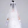 2019 Nowa biała Ivory Dzieci Girls First Communion Weils Tulle Bowknot Z Grzebień Ślub Kwiat Girl Veil Mariage File X0726