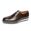 Scarpe eleganti da uomo in vera pelle con punta alare piattaforma Oxford punta tonda stringata Zapato sociale uomo Oxford brogue da sposa