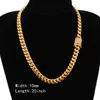 Rock HipHop Cuban Chain Silver Gold Color Iced Out Paved Rhinestone Necklace For Men Jewelry Choker Thick Link Bracelets Chains