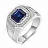 Женские кольца Кристалл Ювелирные Изделия Классическое синее кольцо, роскошный набор бриллиантового циркона кольцо кластер для женских полосных стилей