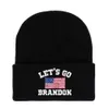 Let's Go Brandon Black Knitted Hat Winter Warm Letters Printed Fashion Crochet Hats Outdoor Sports Ski Cyclings Unisex Beanie Skull Caps 591w