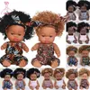 35cm Americano Reborn Bebê Preto Banho Banho Jogar Full Silicone Vinil Baby Dolls Lifelike Newborn Bebê Boneca Brinquedo Menina Presente de Natal Q0910