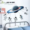 Creative Space Planet Astronaut Klistermärke Kids Room Ation Hem Självhäftande klistermärken 3D Stereo Vägg Sovrumsinredning