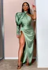 Sexig Mint Green Mermaid Prom Klänningar Hög Juvel Neck Backless One Shoulder Platser Sweep Train Aftonklänningar Formell Klänning Party Gown Custom