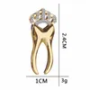 Pins, Brooches Fashion Tooth For Women Dress Lapel Pin With Crystal Crown Gold Sliver Teeth Dentist Jewelry Button Badges Kids Gifts