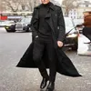 Men's Trench Coats 2021 Autumn Winter Male Slim Long Jacket Fashion Boutique Solid Coat Plus Size #T2G