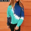 Übergroßes Sweatshirt Frauen Langarm Tie Dye Casual Gestrickte Hoodie Ästhetische Streetwear Mode Sport Herbst Kleidung 210520