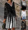 Kvinnor Spring Loose Boho Ruffles Casual Sexig Lace Befree Full Sleeve Klänning Stor Stor Elegant Party Vintage Dresses Plus Storlekar Y1006