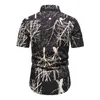 Modezweige drucken Herren Hawaiian Shirts Kurzarm Sommer Baggy Casual Baumwolle Strandhemden Urlaub Party Kleidung Chemise 210522