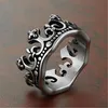 King Crown Ring Black Ancient Silver Band Finger Rings for Women Men Fashion Jewelry Will and Sandy