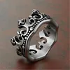 King Crown Ring Schwarz Antikes Silber Band Fingerringe für Damen Herren Modeschmuck Will and Sandy