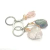 Natural original pedra cristal cura chaveiros chaveiros para mulheres homens acessórios de moda decoração jóias