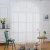 Białe Voile Curtains Nowoczesne okno Dekoracje Paski Sheer Kurtyna Kuchnia Tulle One Panel 210712