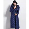 Женская зимняя вниз пальто водонепроницаемый длинный толстый большой размер шляпа черная темно-синие женские куртки 211013