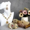 Sunspicems Gold Color Algeria Morocco Wedding Jewelry Sets Women Earring Necklace Bangle Tiaras Belt Bridal Bijoux Gold Color H1022