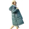 冬の女性の緩い大きなリアルの毛皮の襟フード付きの長いコート90％ホワイトアヒルパーカーの暖かい雪の厚さを除外210430