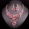 Earrings & Necklace Fashion Jewellery Bridal Jewelry Sets Prom Party Costume Accessories Wedding For Brides Leaf Trinket Women