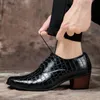 Sapatos sociais masculinos de salto alto oxfords couro formal estilo britânico escritório de negócios elevador elegantes casamento noivo para homens