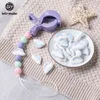 Låt oss göra 20pc DIY handgjorda silikonpärlor baby leksaker regnbåge tecknad pärlstav teether spädbarn dusch present 211106
