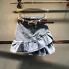 Skirts 2022 Summer Low Waist A Line Denim Skirt Women Sexy Pleated Mini Jeans Korean Style Casual Faldas Mujer