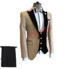 Tuxedos de marié à revers sur mesure pour hommes, costumes de mariage/bal/dîner, Blazer (veste + pantalon + cravate + gilet) W935