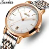 Sunkta Простое розовое золото очаровательные часы для леди кварцевые часы все стальные ремешки часы женское наручные часы платье женщин 210517