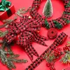 クリスマス有線リボン赤の黒のバッファローチェック柄スノーフレークのための包まれた結婚花弓工芸LLB11990
