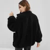 Зимние женщины Faux Lambswool куртка Пальто тепловые волосяные плюс размер 4XL черная верхняя одежда вскользь женское пальто 210430