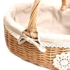 Sacos de armazenamento mão-tecido rattan cesta de cesta de vime piquenique cestas de flor de frutas