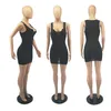 女性のドレスデザイナースリムセクシーなディープVネックサスペンダーベストノースリーブショートスカートソリッドカラーパーティーナイトクラブプラスサイズS-XXL 5色