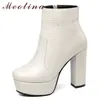 Meotina Winter Stiefeletten Frauen Reißverschluss Plattform Chunky Heels Kurze Stiefel Extreme High Heel Schuhe Damen Herbst Plus Größe 34-43 210608